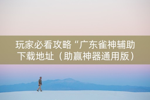 玩家必看攻略“广东雀神辅助下载地址（助赢神器通用版）