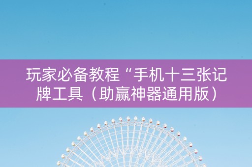 玩家必备教程“手机十三张记牌工具（助赢神器通用版）