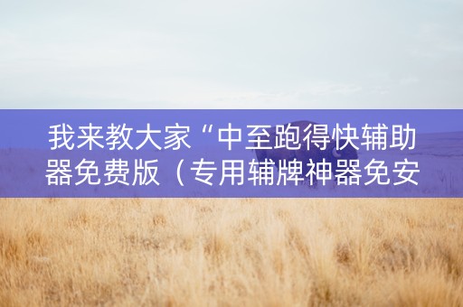 我来教大家“中至跑得快辅助器免费版（专用辅牌神器免安装）