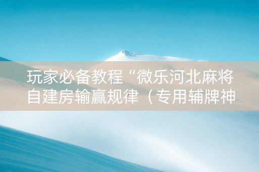 玩家必备教程“微乐河北麻将自建房输赢规律（专用辅牌神器免安装）