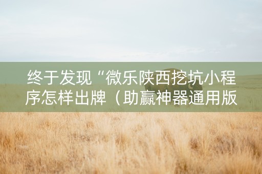 终于发现“微乐陕西挖坑小程序怎样出牌（助赢神器通用版）