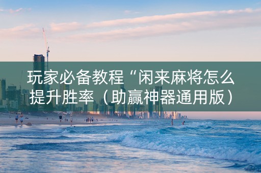 玩家必备教程“闲来麻将怎么提升胜率（助赢神器通用版）
