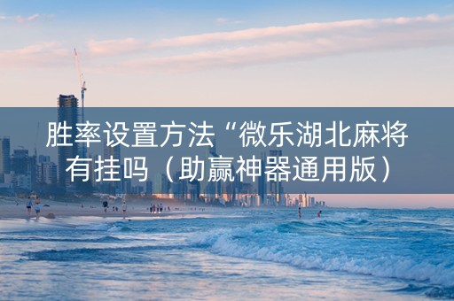 胜率设置方法“微乐湖北麻将有挂吗（助赢神器通用版）