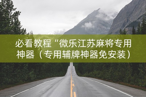 必看教程“微乐江苏麻将专用神器（专用辅牌神器免安装）