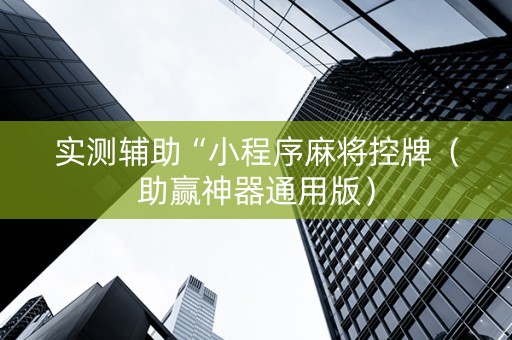 实测辅助“小程序麻将控牌（助赢神器通用版）