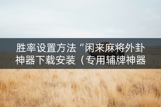 胜率设置方法“闲来麻将外卦神器下载安装（专用辅牌神器免安装）