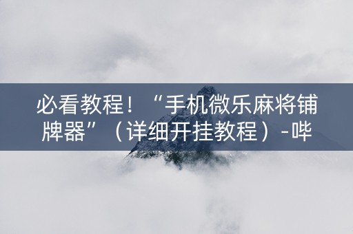必看教程！“手机微乐麻将铺牌器”（详细开挂教程）-哔哩哔哩