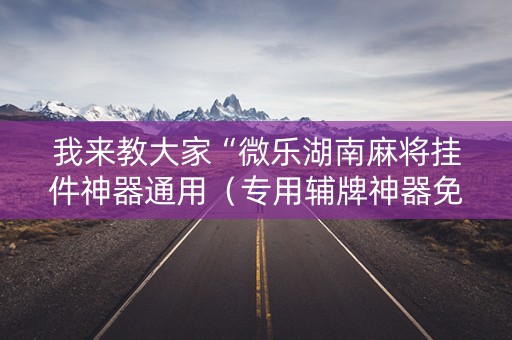我来教大家“微乐湖南麻将挂件神器通用（专用辅牌神器免安装）