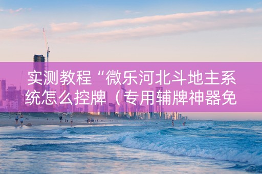 实测教程“微乐河北斗地主系统怎么控牌（专用辅牌神器免安装）