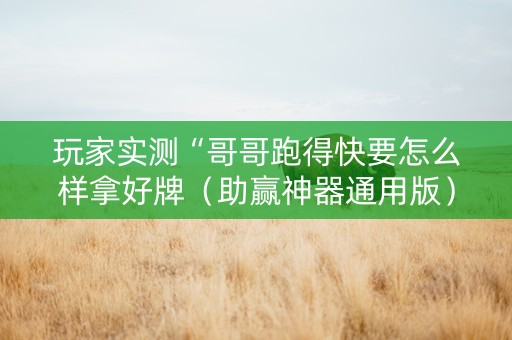 玩家实测“哥哥跑得快要怎么样拿好牌（助赢神器通用版）