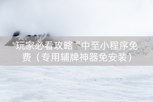 玩家必看攻略“中至小程序免费（专用辅牌神器免安装）