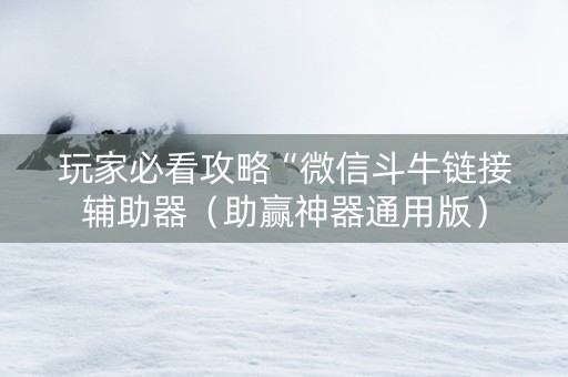 玩家必看攻略“微信斗牛链接辅助器（助赢神器通用版）