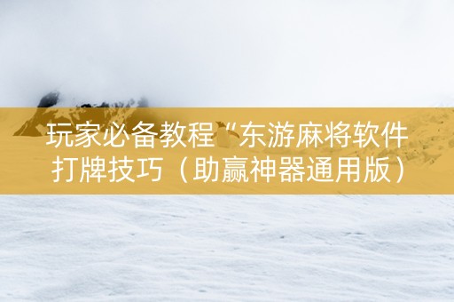 玩家必备教程“东游麻将软件打牌技巧（助赢神器通用版）