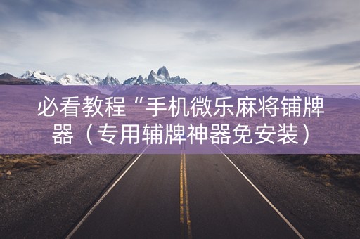 必看教程“手机微乐麻将铺牌器（专用辅牌神器免安装）