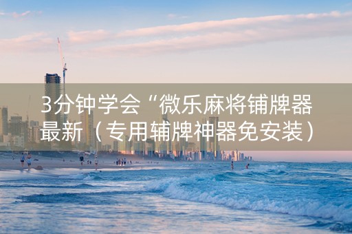 3分钟学会“微乐麻将铺牌器最新（专用辅牌神器免安装）