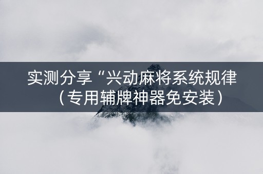 实测分享“兴动麻将系统规律（专用辅牌神器免安装）
