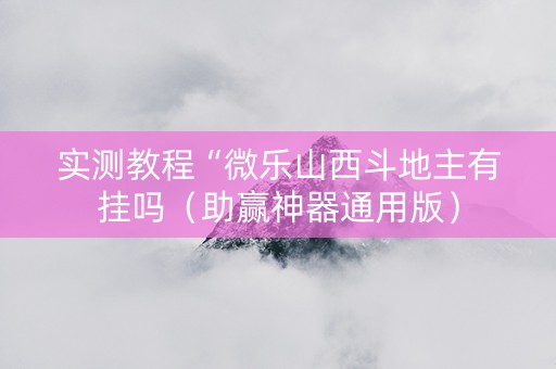 实测教程“微乐山西斗地主有挂吗（助赢神器通用版）