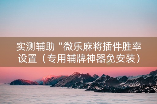 实测辅助“微乐麻将插件胜率设置（专用辅牌神器免安装）