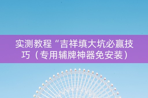 实测教程“吉祥填大坑必赢技巧（专用辅牌神器免安装）