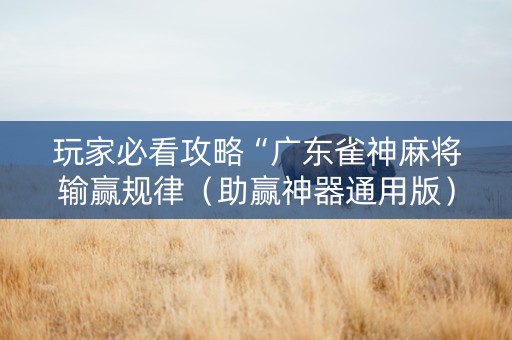 玩家必看攻略“广东雀神麻将输赢规律（助赢神器通用版）