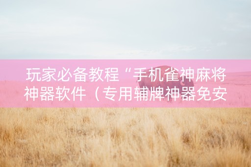 玩家必备教程“手机雀神麻将神器软件（专用辅牌神器免安装）