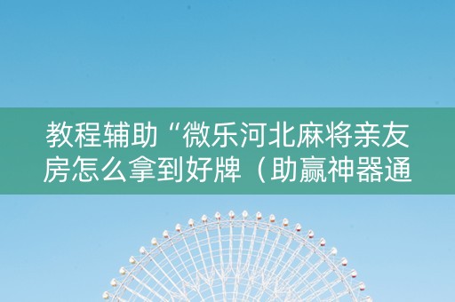 教程辅助“微乐河北麻将亲友房怎么拿到好牌（助赢神器通用版）