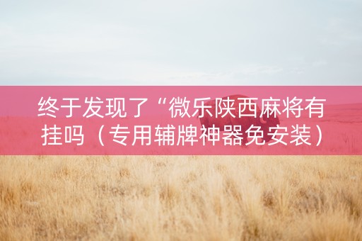终于发现了“微乐陕西麻将有挂吗（专用辅牌神器免安装）