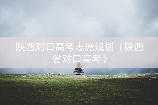 陕西对口高考志愿规划（陕西省对口高考）