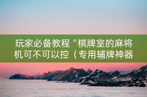 玩家必备教程“棋牌室的麻将机可不可以控（专用辅牌神器免安装）