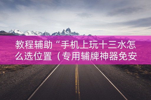 教程辅助“手机上玩十三水怎么选位置（专用辅牌神器免安装）