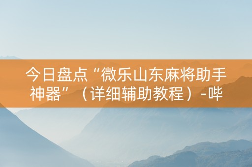 今日盘点“微乐山东麻将助手神器”（详细辅助教程）-哔哩哔哩