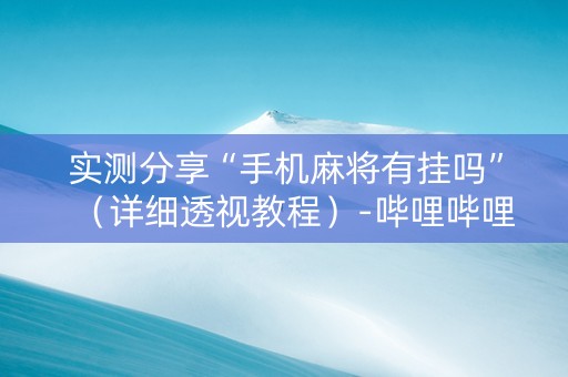 实测分享“手机麻将有挂吗”（详细透视教程）-哔哩哔哩
