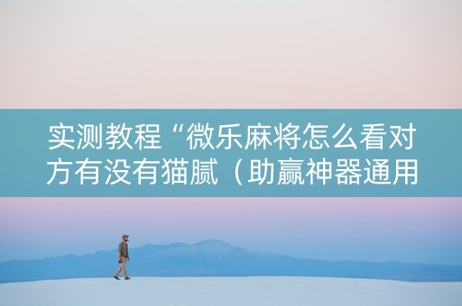 实测教程“微乐麻将怎么看对方有没有猫腻（助赢神器通用版）