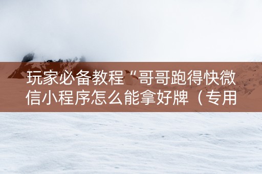 玩家必备教程“哥哥跑得快微信小程序怎么能拿好牌（专用辅牌神器免安装）