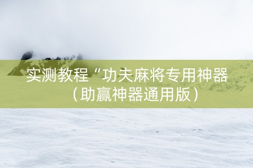 实测教程“功夫麻将专用神器（助赢神器通用版）