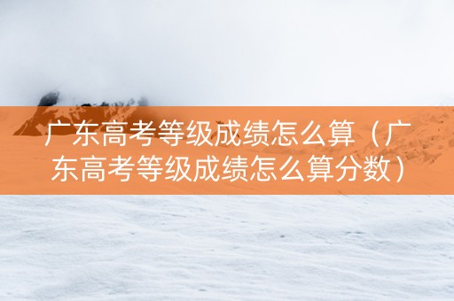 广东高考等级成绩怎么算（广东高考等级成绩怎么算分数）