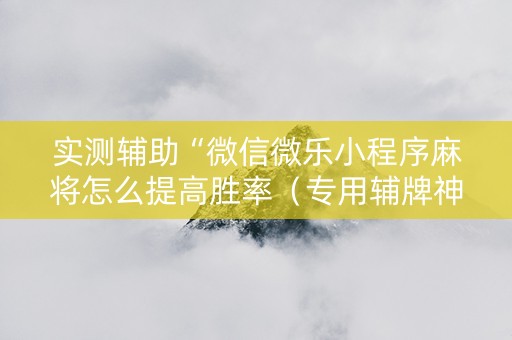 实测辅助“微信微乐小程序麻将怎么提高胜率（专用辅牌神器免安装）