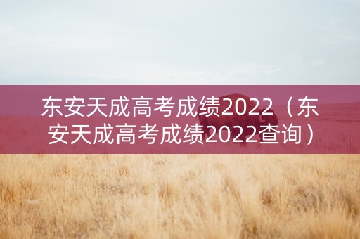 东安天成高考成绩2022（东安天成高考成绩2022查询）