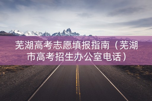 芜湖高考志愿填报指南（芜湖市高考招生办公室电话）