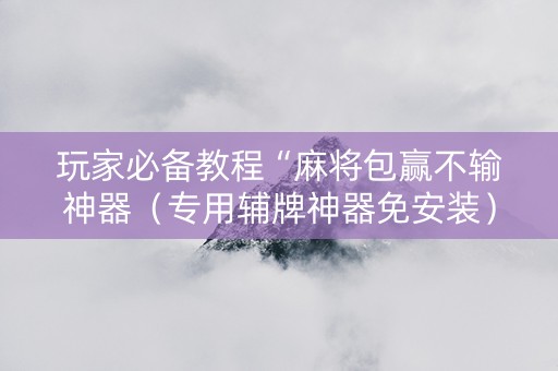 玩家必备教程“麻将包赢不输神器（专用辅牌神器免安装）