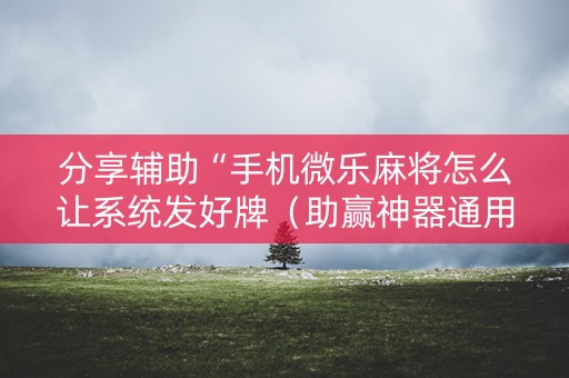 分享辅助“手机微乐麻将怎么让系统发好牌（助赢神器通用版）