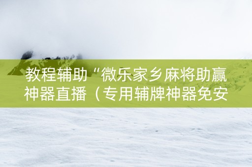 教程辅助“微乐家乡麻将助赢神器直播（专用辅牌神器免安装）