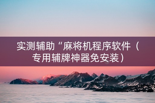 实测辅助“麻将机程序软件（专用辅牌神器免安装）