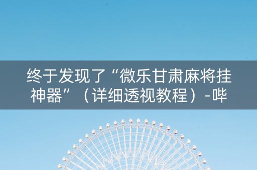 终于发现了“微乐甘肃麻将挂神器”（详细透视教程）-哔哩哔哩