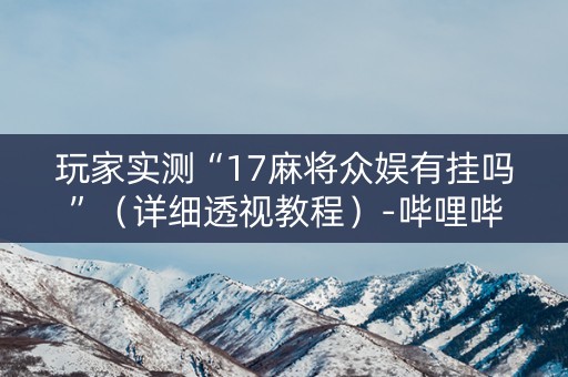 玩家实测“17麻将众娱有挂吗”（详细透视教程）-哔哩哔哩