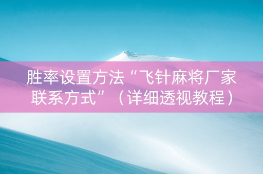 胜率设置方法“飞针麻将厂家联系方式”（详细透视教程）-哔哩哔哩