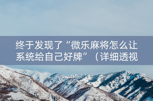 终于发现了“微乐麻将怎么让系统给自己好牌”（详细透视教程）-哔哩哔哩