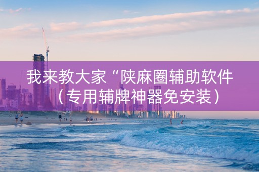我来教大家“陕麻圈辅助软件（专用辅牌神器免安装）