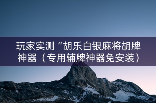 玩家实测“胡乐白银麻将胡牌神器（专用辅牌神器免安装）