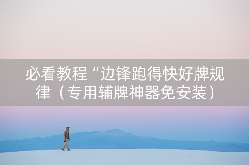 必看教程“边锋跑得快好牌规律（专用辅牌神器免安装）